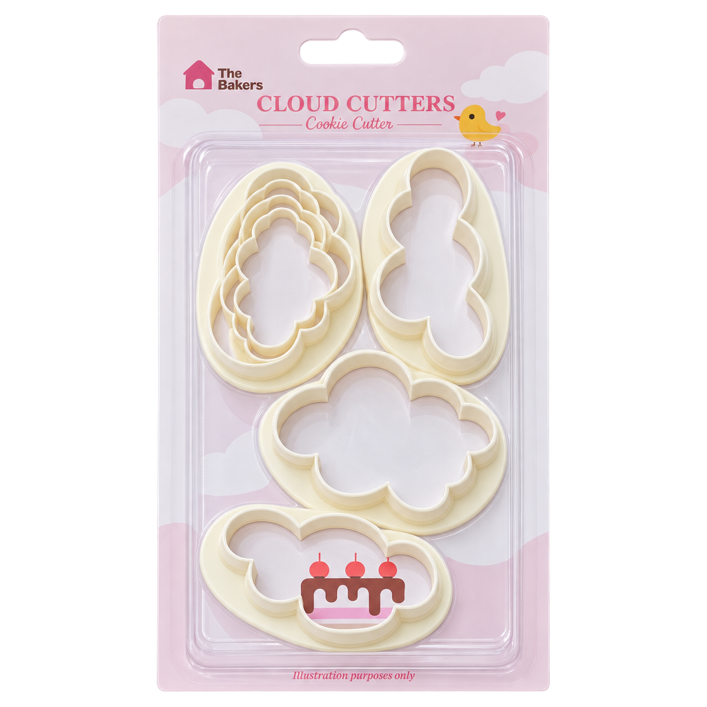 FLUFFY CLOUD SHAPE DESIGN COOKIE FONDANT CUTTER SET OF 5PCS