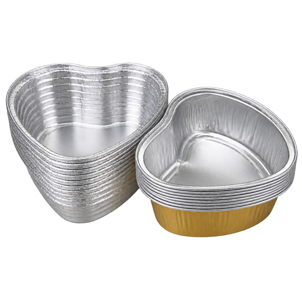 FOIL HEART CONTAINER 100ML 8․5X7․5X2․5H-10PC