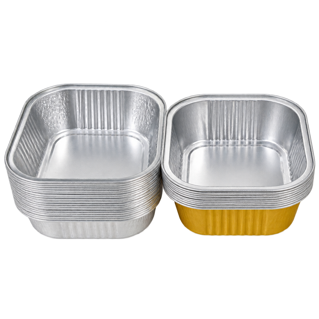 FOIL SQUARE CONTAINER 220ML 9․8DX9BX3H-10PCS