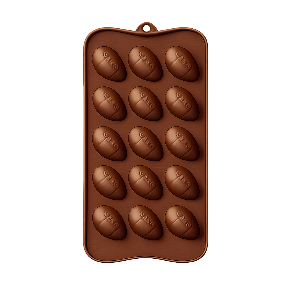 FOOTBALL SHAPED 18 CAVITY CHOCOLATE SILICONE MOULD
