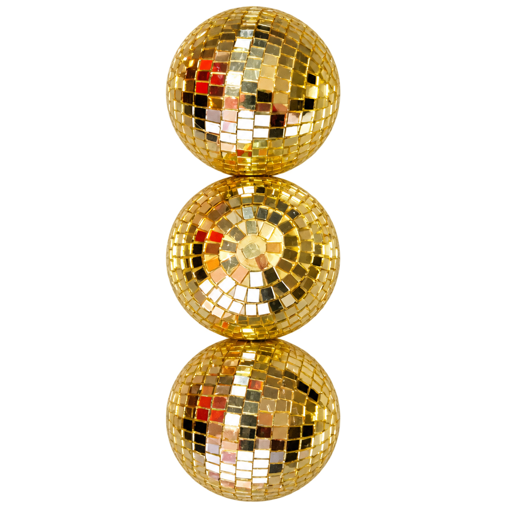 Gold Disco Balls 10CM - 3PCS