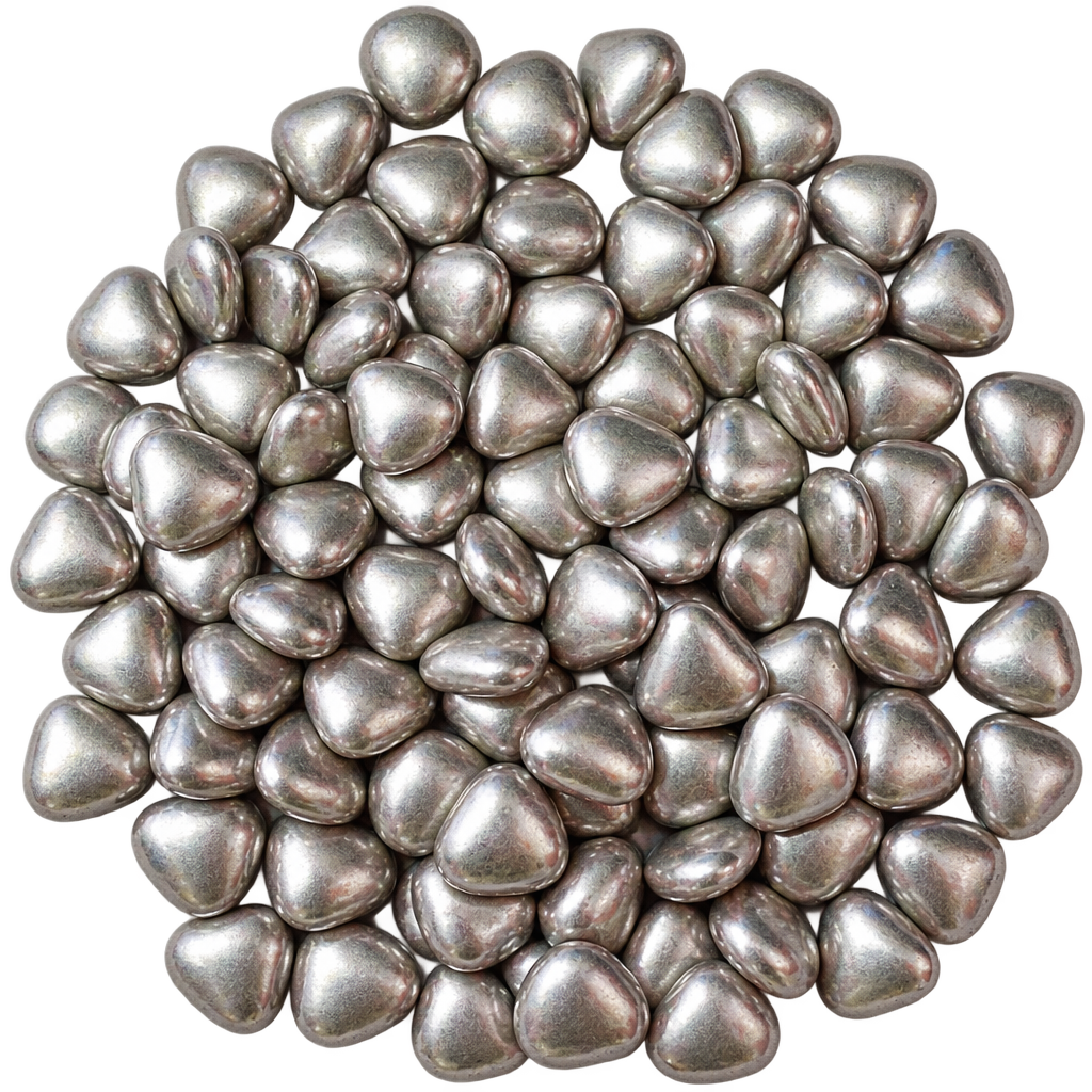 MINIHEARTS DARK CHOCOLATE SILVER HEART SHAPE 100 GRAMS