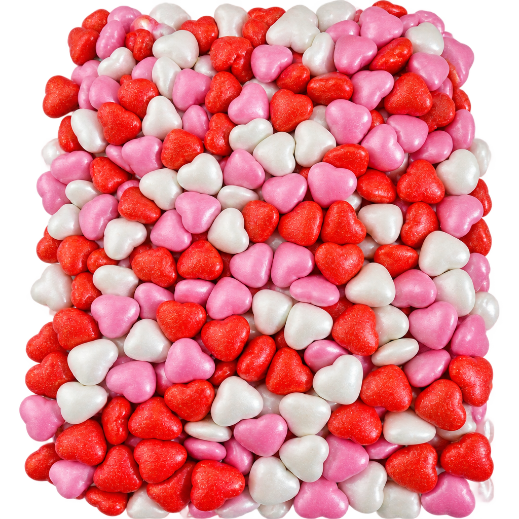 PINK, RED AND WHITE HEART SPRINKLES 100 GRAMS