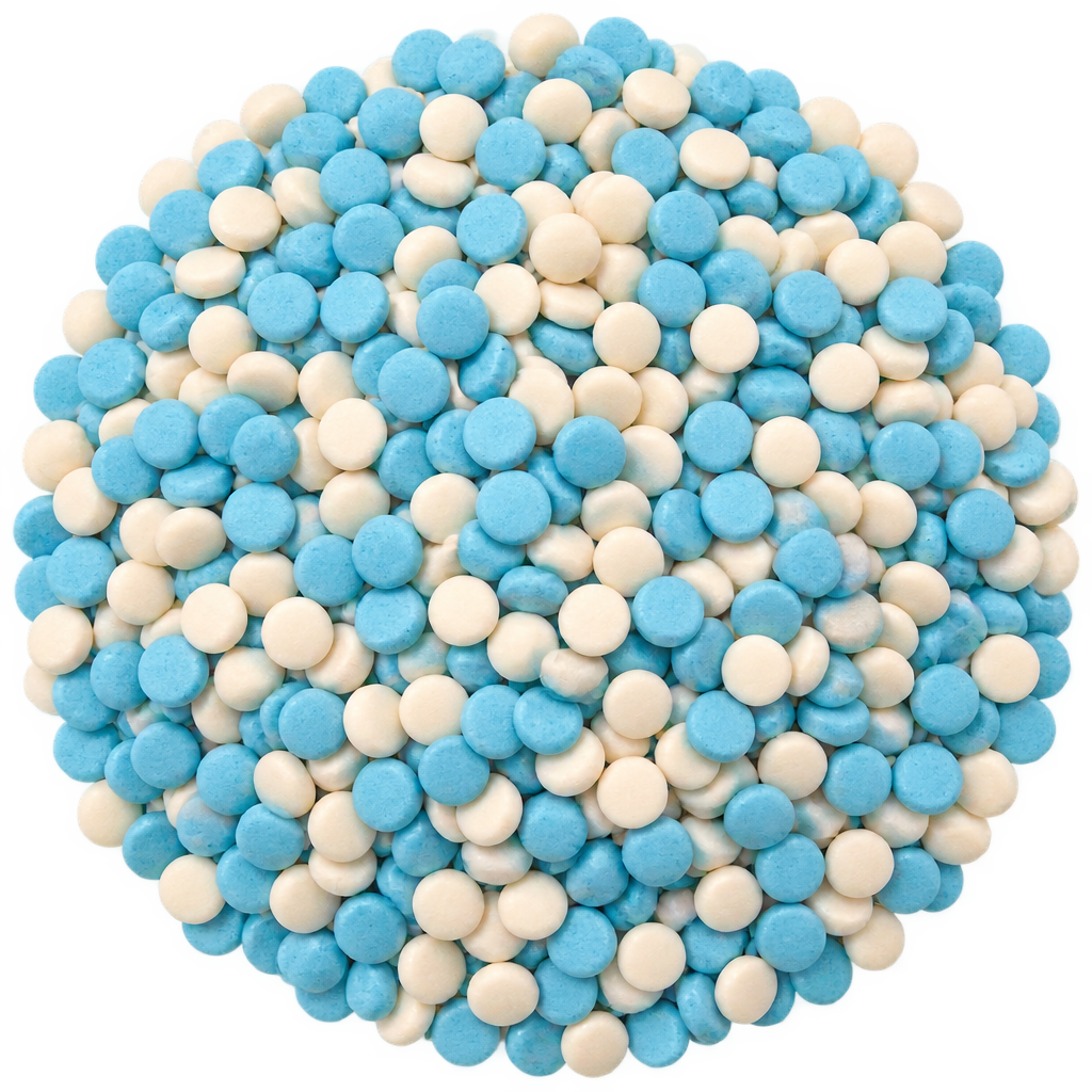 SUGARMILL BLUE WHITE FLAT DISK SPRINKLES 100 GRAMS
