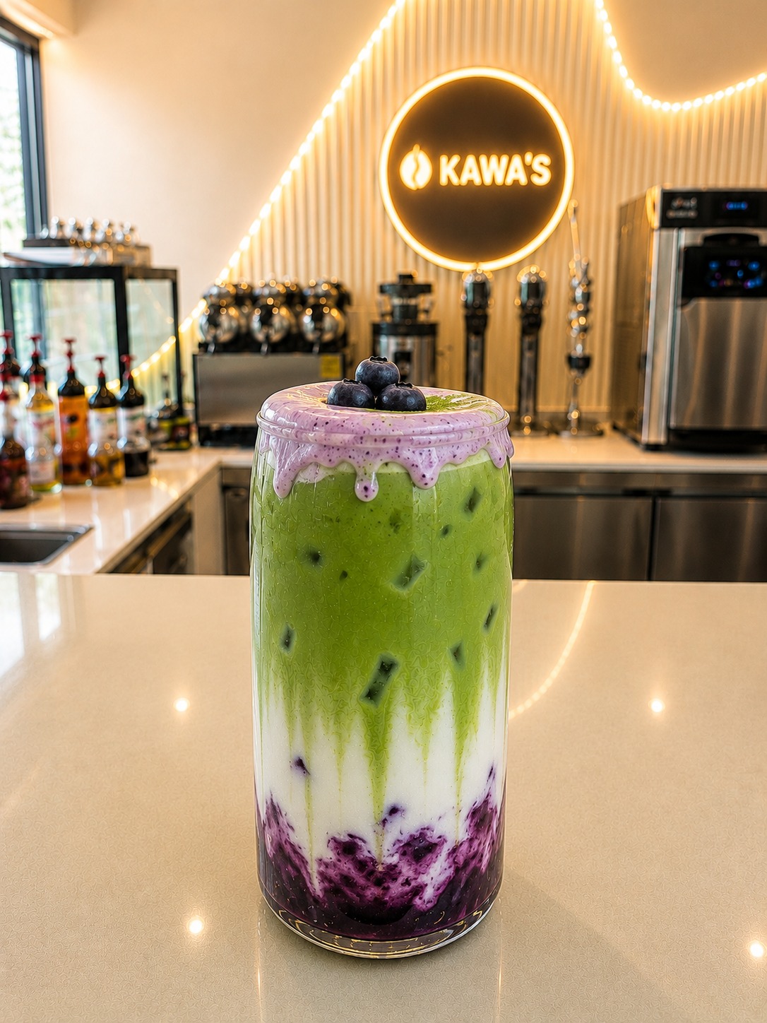 Blueberry Matcha Latte