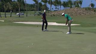 Tony Finau drains his 20-foot birdie putt at Puerto Rico