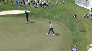 Max McGreevy trickles in a 23-foot birdie putt at Cognizant Classic