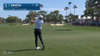 Jordan Spieth converts birdie after finding bunker at Cognizant Classic
