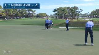 Cameron Young sinks a 25-foot birdie putt at Cognizant Classic