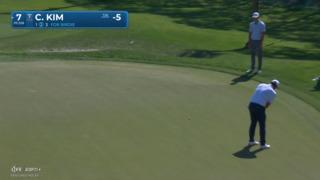 Chan Kim trickles in a 27-foot birdie putt at Cognizant Classic