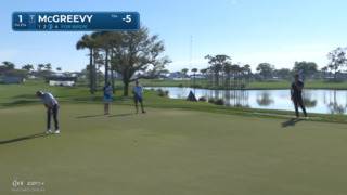 Max McGreevy drains a 44-foot breaking birdie putt at Cognizant Classic