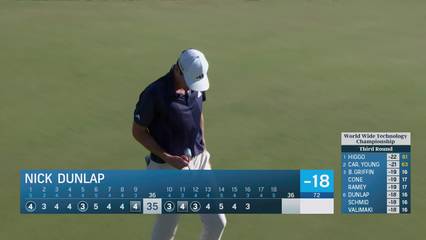 Nick Dunlap | Round 3 | 16th hole | Shot 3 | 2025 World Wide Technology
