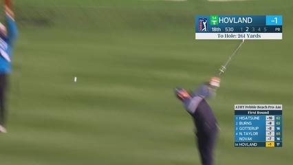 Viktor Hovland | Round 1 | 18th hole | Shot 2 | 2026 AT&T Pebble Beach