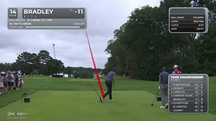 Keegan Bradley | Round 3 | 14th hole | Shot 1 | 2025 TOUR Championship