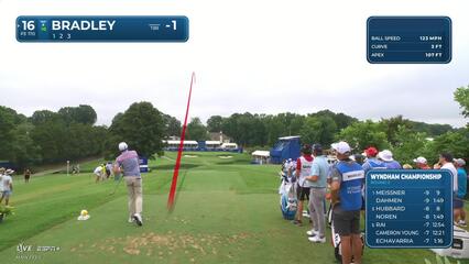 Keegan Bradley | Round 2 | 16th hole | Shot 1 | 2025 Wyndham