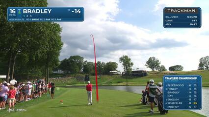 Keegan Bradley | Round 4 | 16th hole | Shot 1 | 2025 Travelers