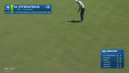 Matt Fitzpatrick | Round 2 | 16th hole | Shot 4 | 2026 RBC Heritage