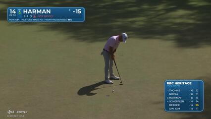 Brian Harman | Round 4 | 14th hole | Shot 4 | 2025 RBC Heritage