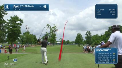 Aaron Rai | Round 1 | 8th hole | Shot 1 | 2025 Zurich Classic