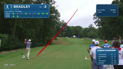 Keegan Bradley | Round 2 | 3rd hole | Shot 1 | 2025 Wyndham