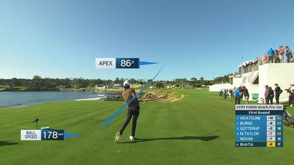 Akshay Bhatia | Round 1 | 18th hole | Shot 1 | 2026 AT&T Pebble Beach