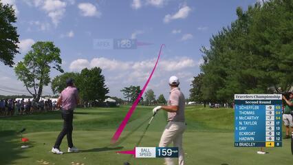 Keegan Bradley | Round 2 | 9th hole | Shot 1 | 2025 Travelers