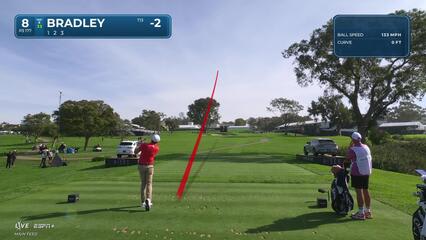 Keegan Bradley | Round 4 | 8th hole | Shot 1 | 2025 Genesis