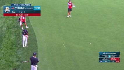 Cameron Young holes clutch chip-in for birdie at Ryder Cup