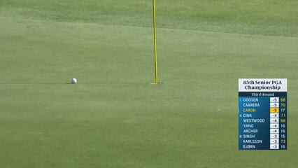 Jason Caron's bunker escape on final hole saves par at Senior PGA