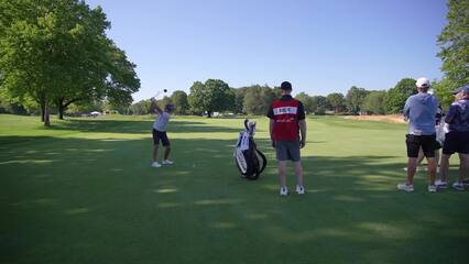Michael Kim has local fan caddie at Travelers pro-am
