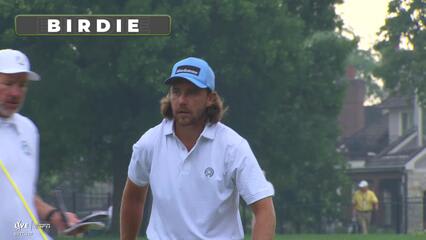 Tommy Fleetwood drains 12-foot birdie putt on No. 7 at the Memorial