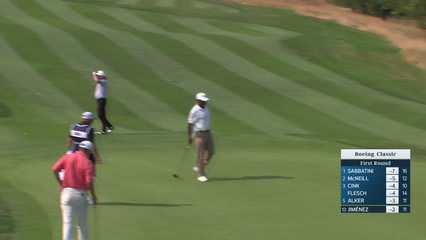 Miguel Angel Jiménez holes out for birdie on No. 12 at Boeing Classic