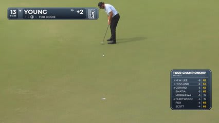 Cameron Young sinks 19-foot putt for birdie on No. 13 at TOUR Championship