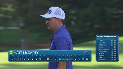 Matt McCarty sinks 23-foot birdie putt on No. 9 at Wyndham