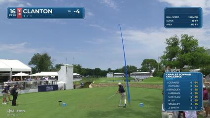 Luke Clanton sinks 34-foot birdie putt on No. 16 at Charles Schwab