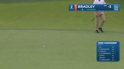 Keegan Bradley sinks 26-foot birdie putt on No. 2 at Truist Championship