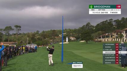 Jacob Bridgeman makes 7-foot birdie putt on No. 14 at AT&T Pebble Beach