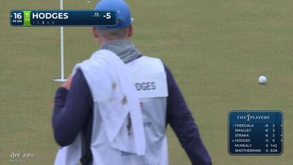 Lee Hodges taps in from 4 feet for birdie on No. 16 at THE PLAYERS