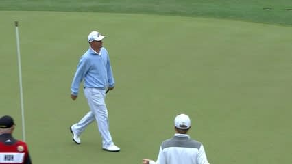 Nicholas Thompson drains a monster 49-foot putt at Shell