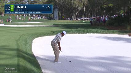 Tony Finau hits 156-yard approach from bunker to 16 feet, sets up birdie
