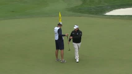 George Coetzee buries his birdie putt from 25 feet at Cadillac Match Play