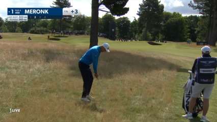 Adrian Meronk's second goes flagstick hunting to set up birdie at Genesis Scottish Open