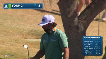 Cameron Young sinks 16-foot birdie putt on No. 5 at WM Phoenix Open