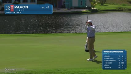 Matthieu Pavon sinks 4-foot birdie putt on No. 15 at Wyndham
