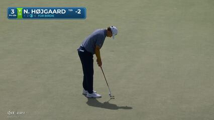 Nicolai Højgaard sinks 20-foot birdie putt on No. 3 at Arnold Palmer