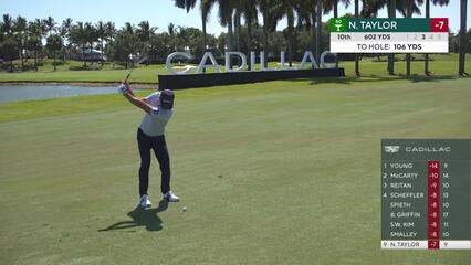 Nick Taylor's 104-yard approach sets up birdie on No. 10 at Cadillac
