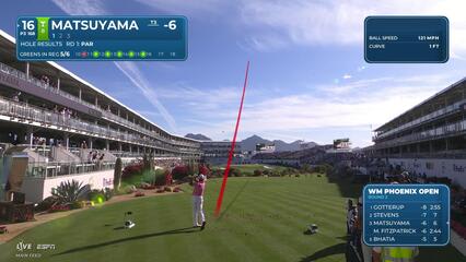 Hideki Matsuyama sinks 30-foot birdie putt on No. 16 at WM Phoenix Open