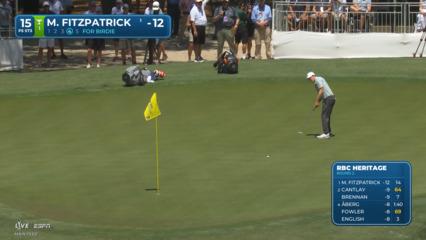 Matt Fitzpatrick sinks 36-foot birdie putt on No. 15 at RBC Heritage