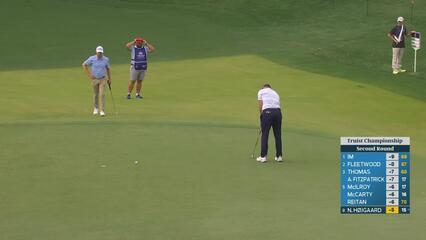 Nicolai Højgaard drains 11-foot putt for birdie on No. 7 at Truist Championship