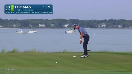 Justin Thomas's 182-yard approach sets up birdie on No. 18 at RBC Heritage